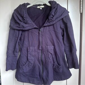 Prairie Underground 3/4 sleeve zip up hoodie - rich navy color